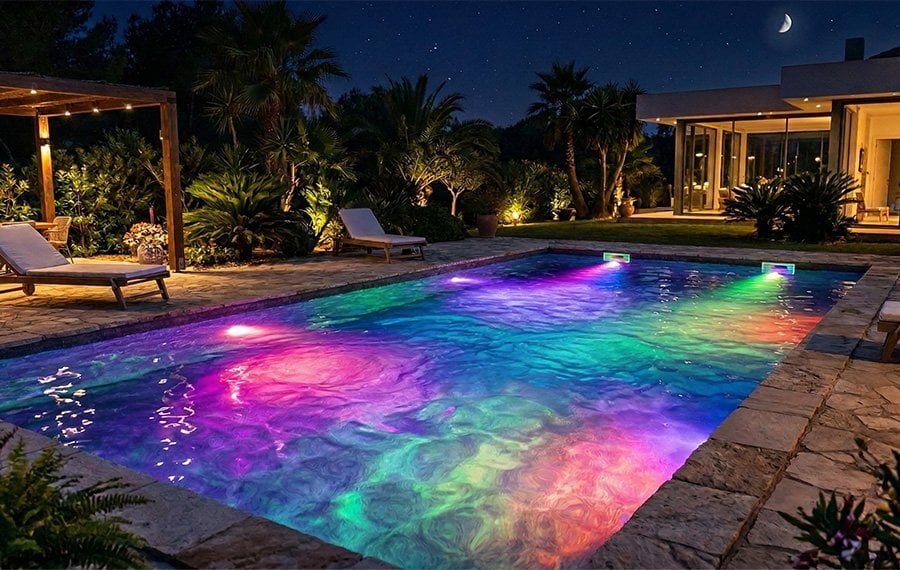 gece-rgb-led-havuz-aydinlatmasi-ile-renkli-aydinlatilmis-bahce-yuzme-havuzu