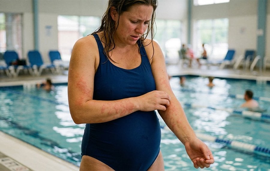 Hamilelikte dengesiz havuz suyuna bağlı rahatsızlık ve cilt hassasiyeti