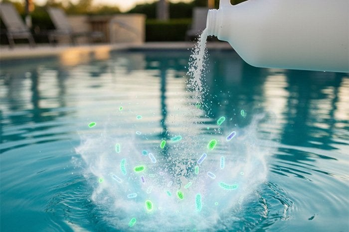 Havuz kloru uygulaması ile bakteri ve mikroorganizma yok etme