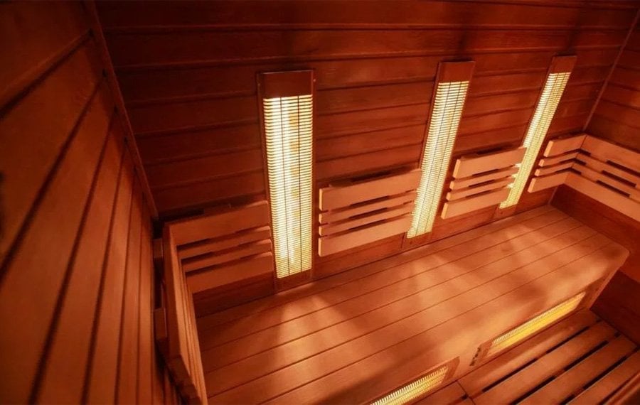 Infrared sauna kabini ve kızılötesi ısıtıcı panel detayları