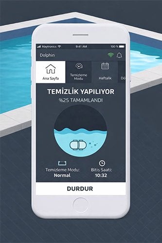 MyDolphin Plus mobil uygulaması ile uyumlu Dolphin havuz robotunun telefondan kontrol edilmesi
