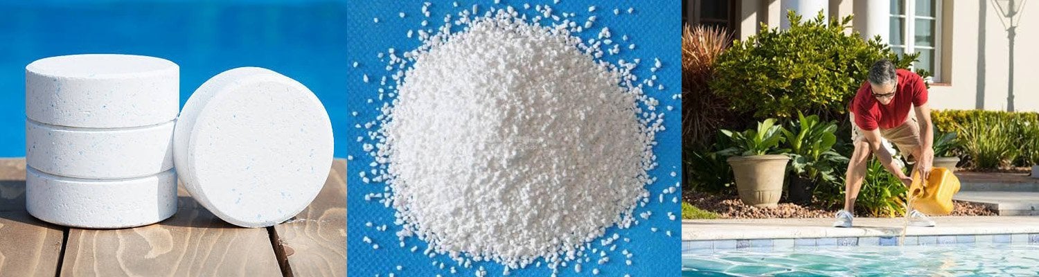 Tablet ve granül klor ile yüzme havuzunda su dezenfeksiyonu uygulaması