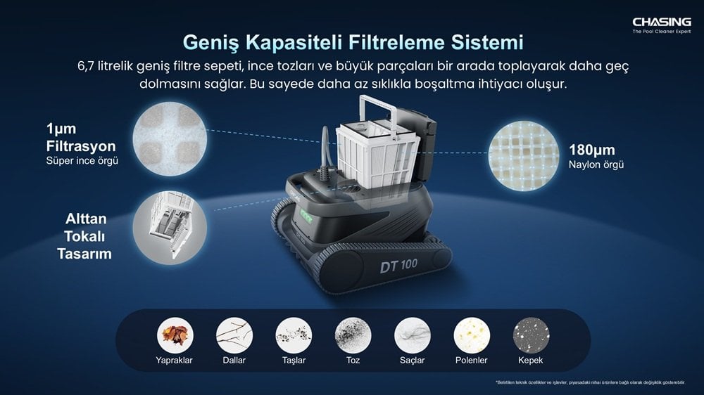 Chasing DT100 yarı olimpik havuz temizleme robotu
