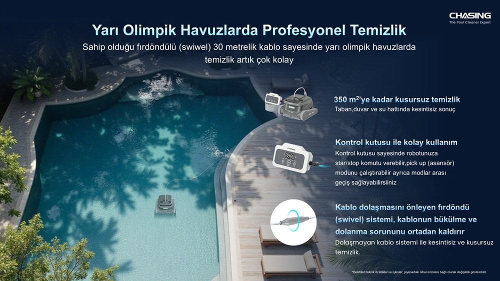 Chasing DT100 profesyonel yarı olimpik havuz robotu kapanış görseli