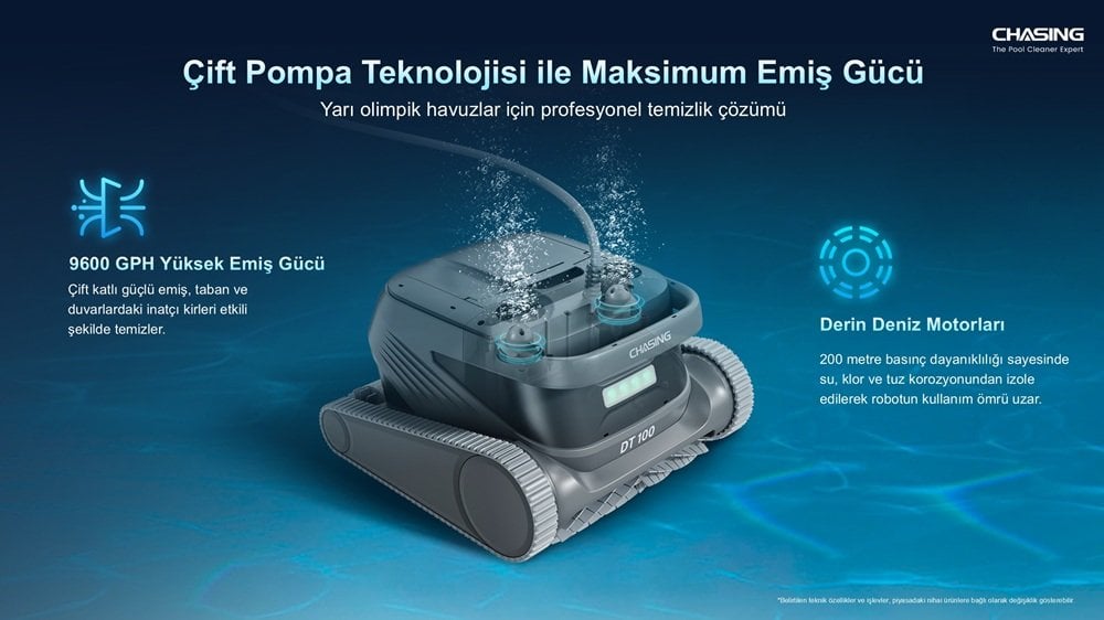 DT100 çift pompa ve çift aktif fırça sistemi