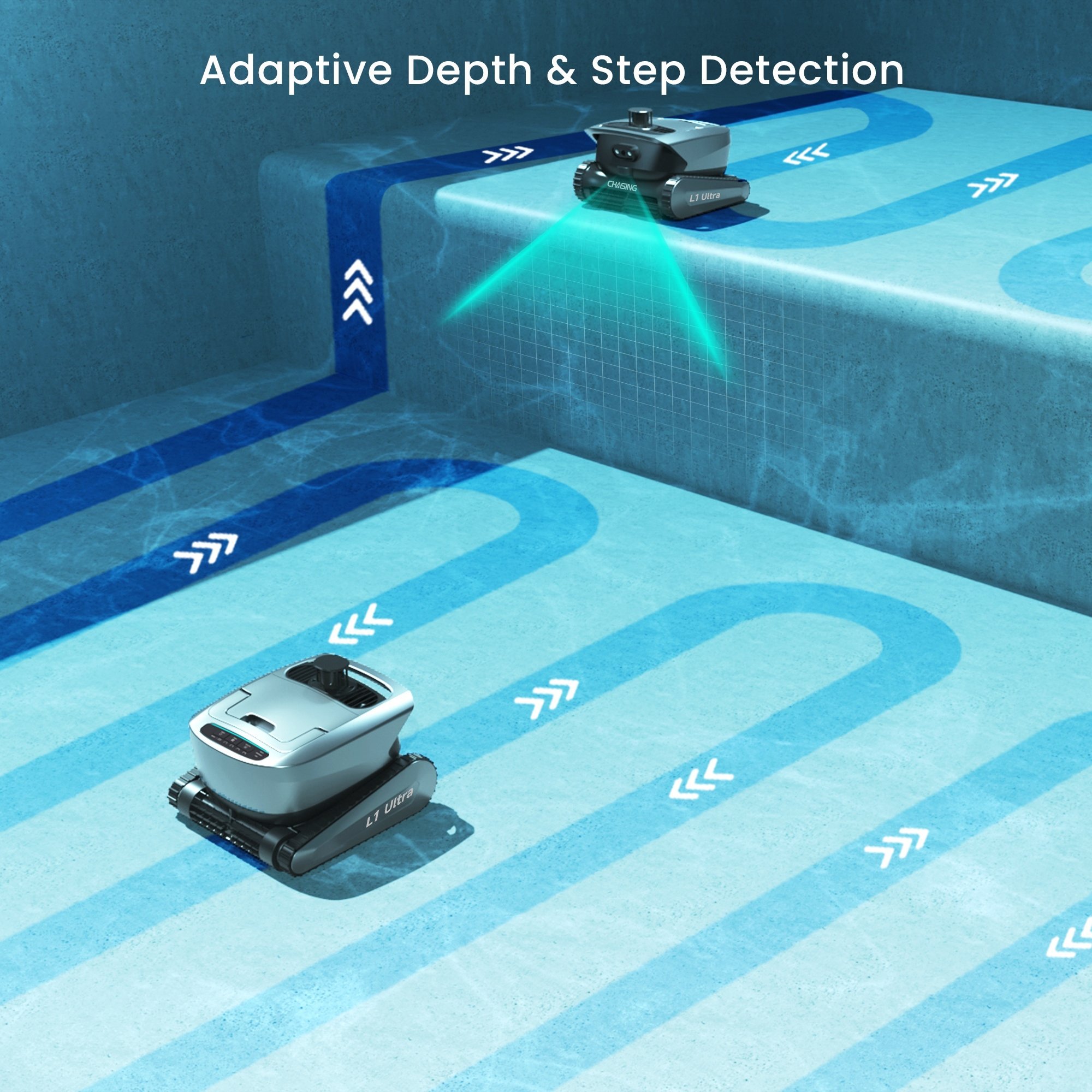 Chasing DTX Ultra Kademeli ve Karmaşık Havuz Tabanı Temizliği Performansı