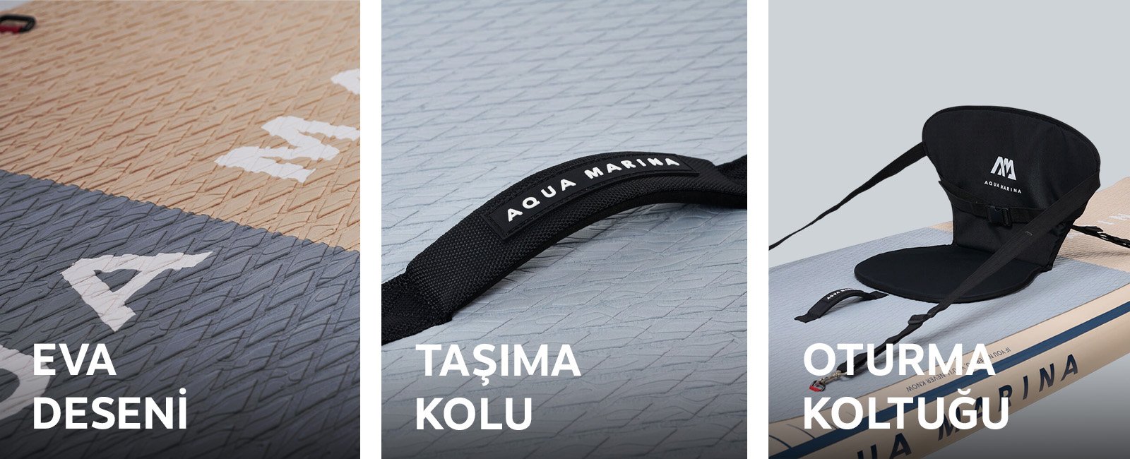 Aqua Marina Magma EVA güverte ped’i, orta taşıma kolu ve kano oturma koltuğu uyumu