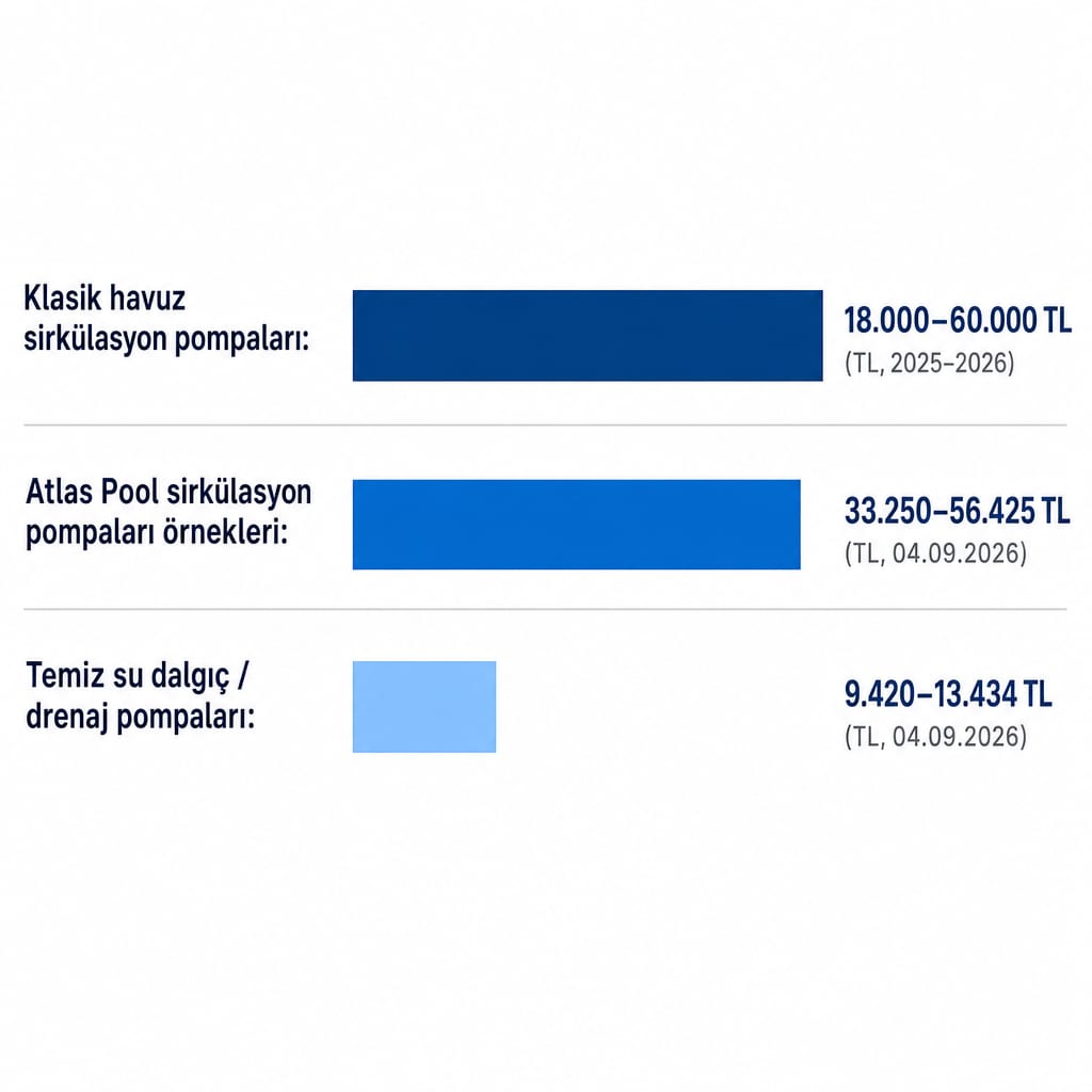 Üç pompa kategorisinin fiyat aralıklarını gösteren yatay çubuk karşılaştırması