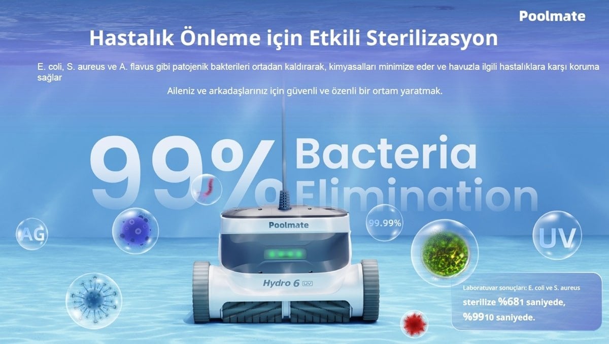 hydro6 uvli havuz robotu ile çok daha temiz havuzlar