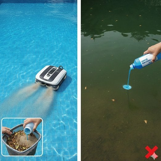 Havuz robotu ile mekanik temizlik ve kirli havuza kimyasal eklemenin yanlış uygulaması