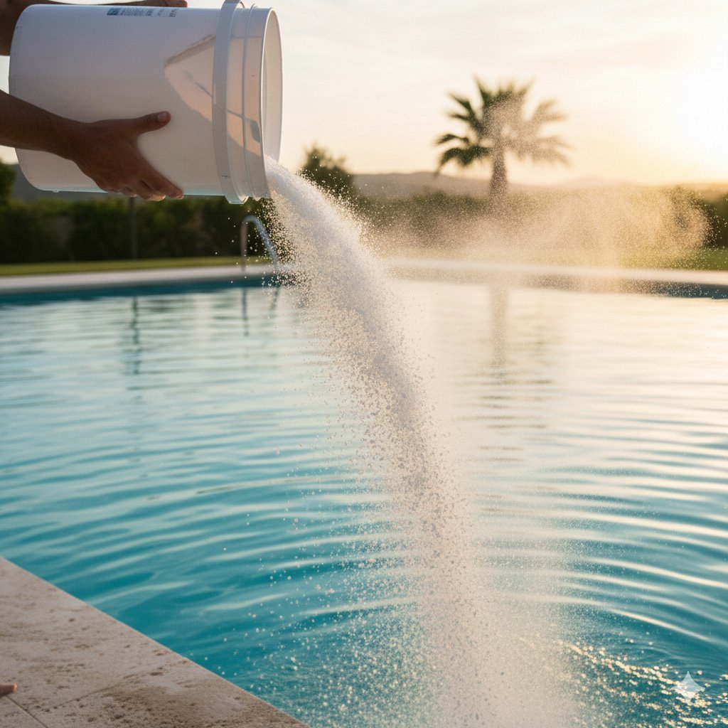 Havuzda toz (granül) klor uygulaması – hızlı dezenfeksiyon örneği