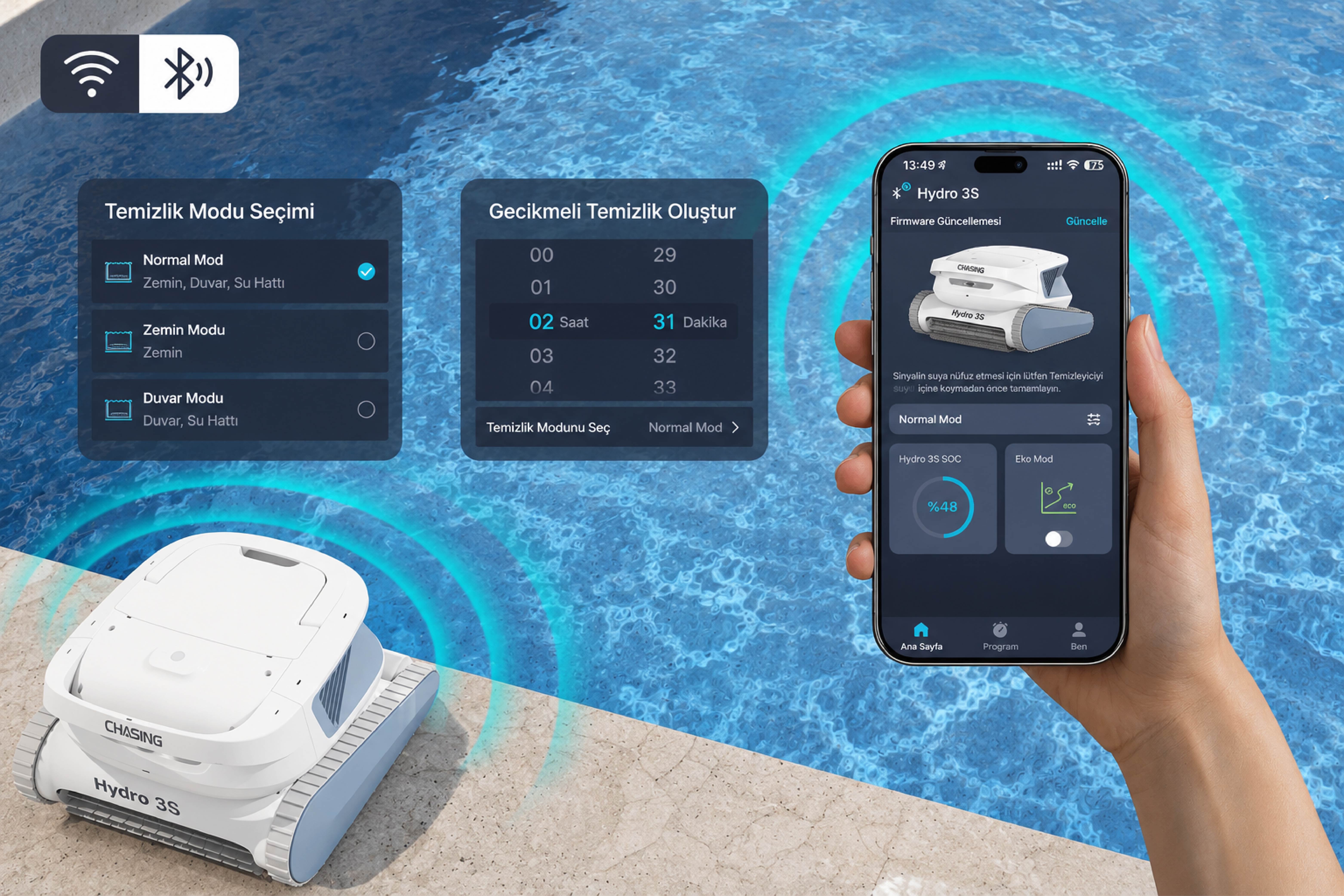 chasing-hydro-3s-wifi-bluetooth-mobil-uygulama-temizlik-modu-kontrolu