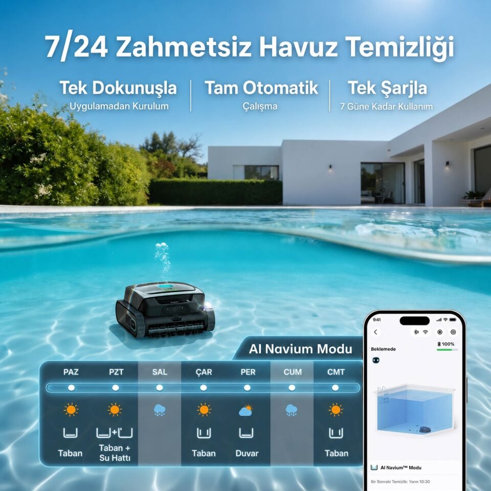 Aiper Scuba V3 Kablosuz Yapay Zeka Destekli Havuz Robotu